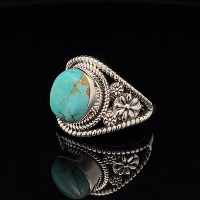 Sterling Silver Kingman Turquoise Ring Size 7