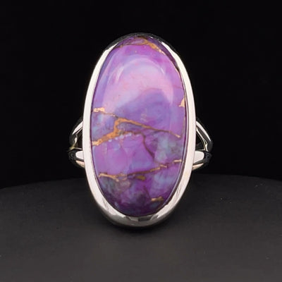 Sterling Silver Copper Purple Turquoise Ring Size 7