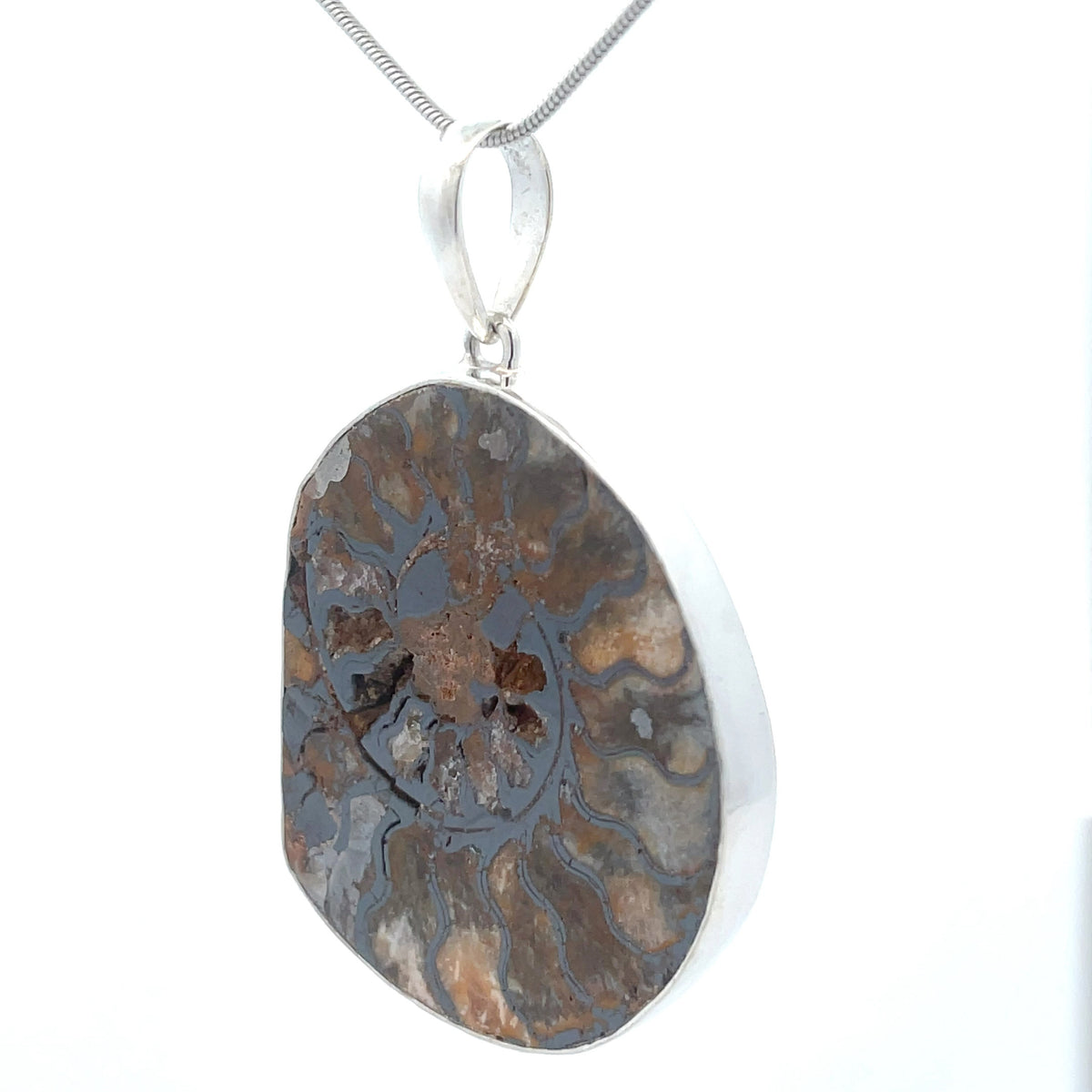 Sterling Silver Fossilized Ammonite Pendant