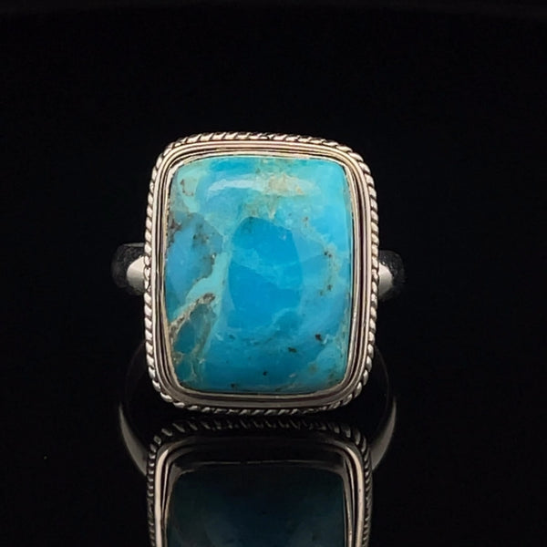 Sterling Silver Kingman Turquoise Ring Size 10