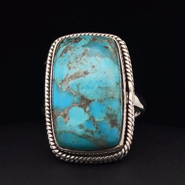 Sterling Silver Kingman Turquoise Ring Size 9