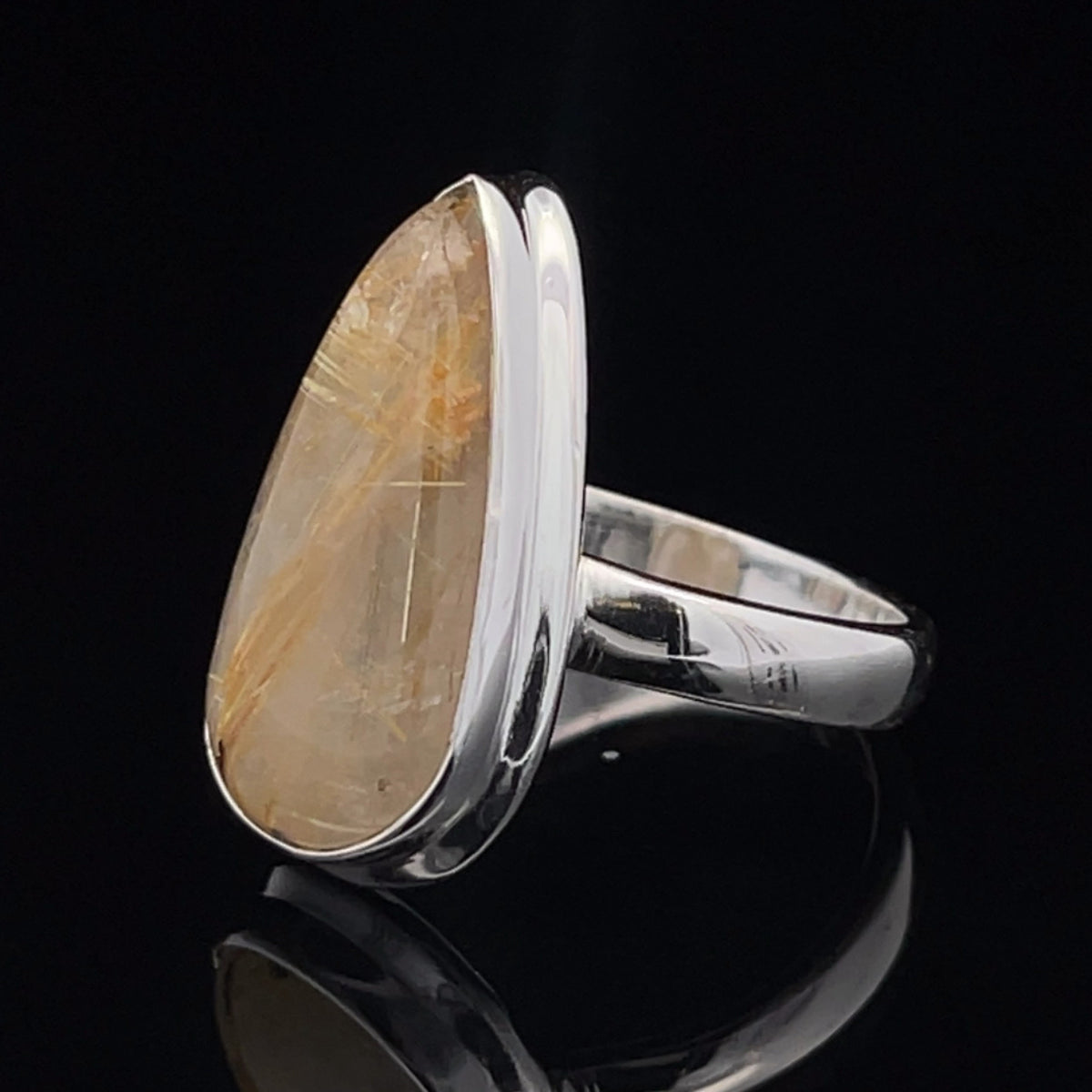 Sterling Silver Rutilated Quartz Ring Size 8