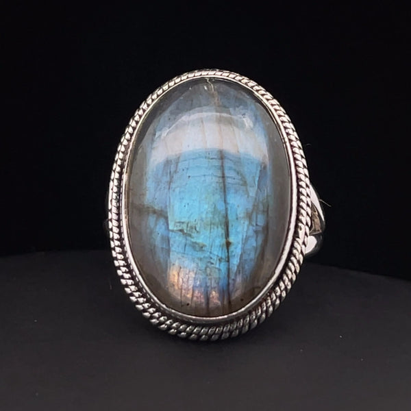 Sterling Silver Labradorite Ring Size 9