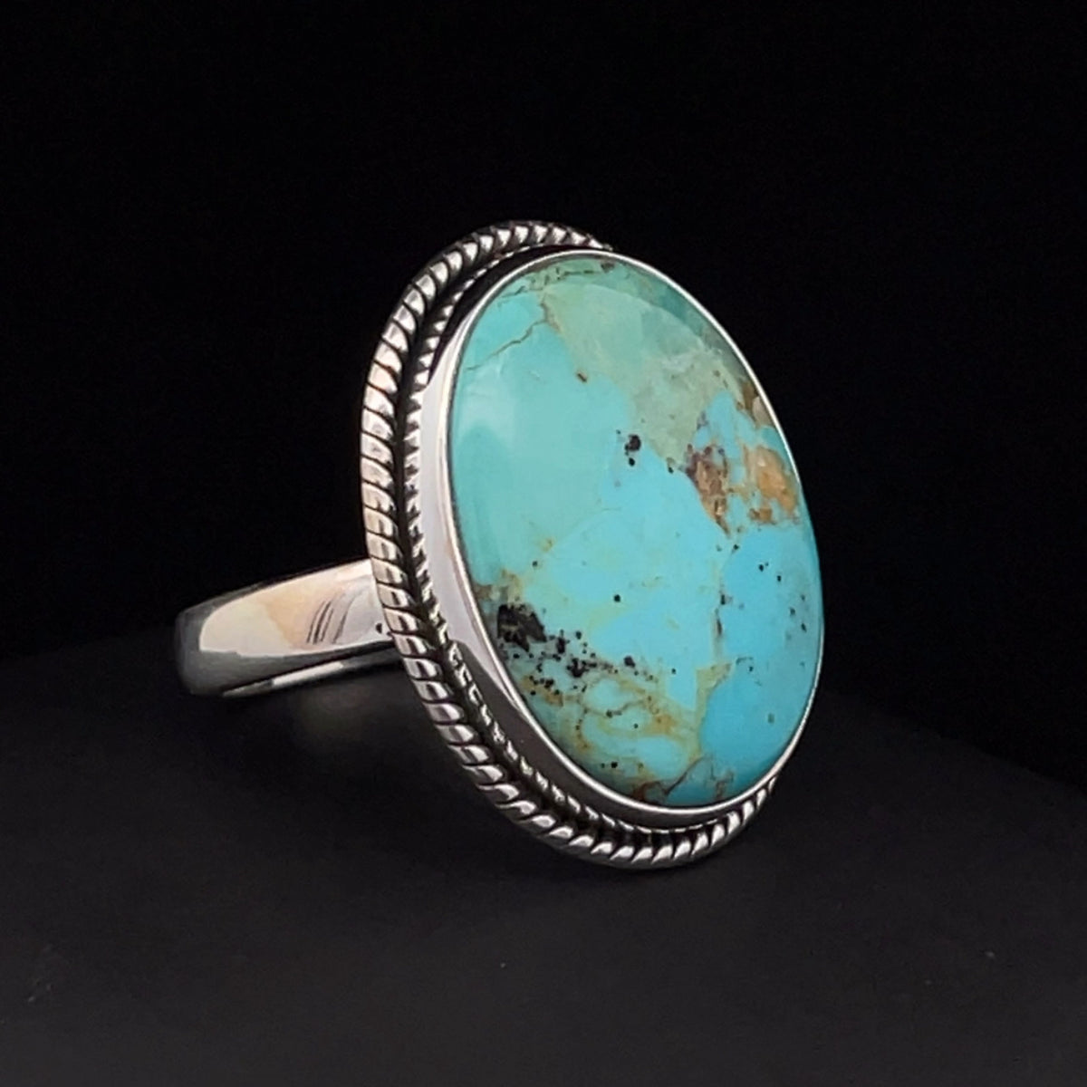 Sterling Silver Kingman Turquoise Ring Size 8