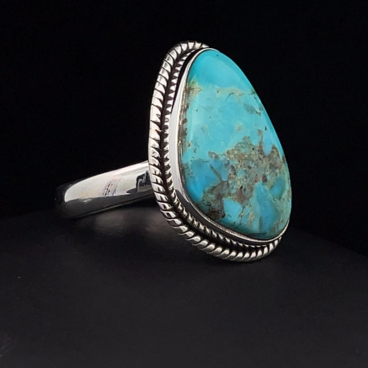 Sterling Silver Kingman Turquoise Ring Size 8