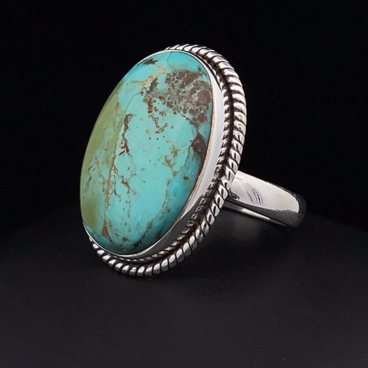Sterling Silver Kingman Turquoise Ring Size 8