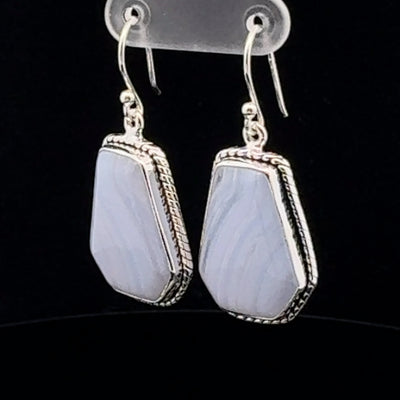 Sterling Silver Blue Lace Agate Earrings