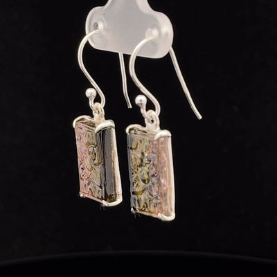 Sterling Silver Carved Watermelon Tourmaline Earrings