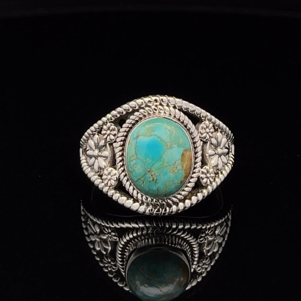 Sterling Silver Kingman Turquoise Ring Size 9.5