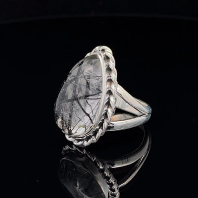Sterling Silver Tourmalated Quartz Ring Size 7