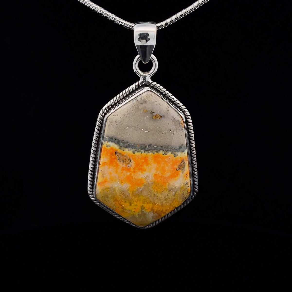 Sterling Silver Bumble Bee Jasper Pendant