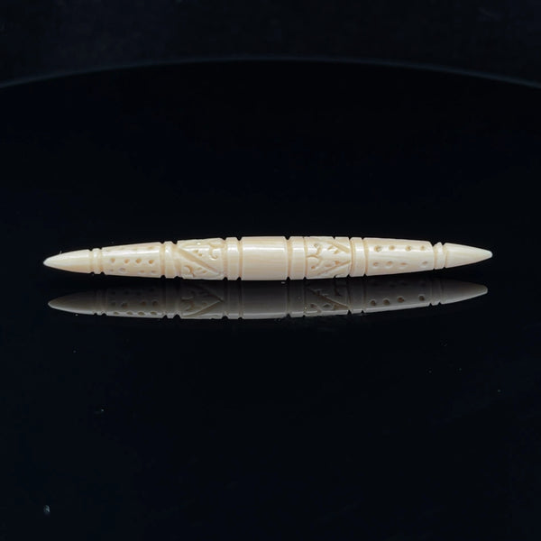 5.5mm Fossilized Mammoth Ivory Carved Septum Tusk