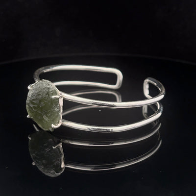 Sterling Silver Moldavite Cuff Bracelet