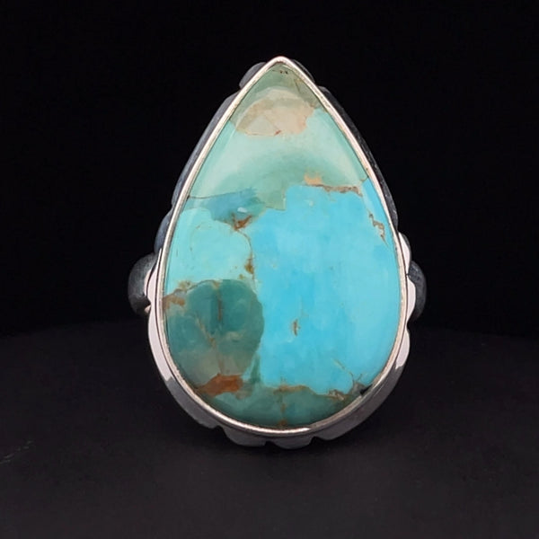 Sterling Silver Kingman Turquoise Ring Size 8