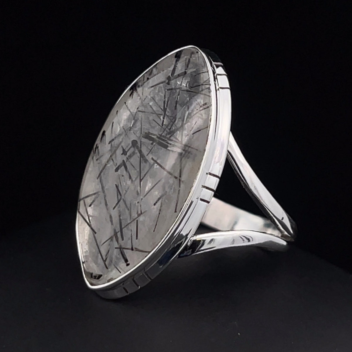 Sterling Silver Tourmalated Quartz Ring Size 10