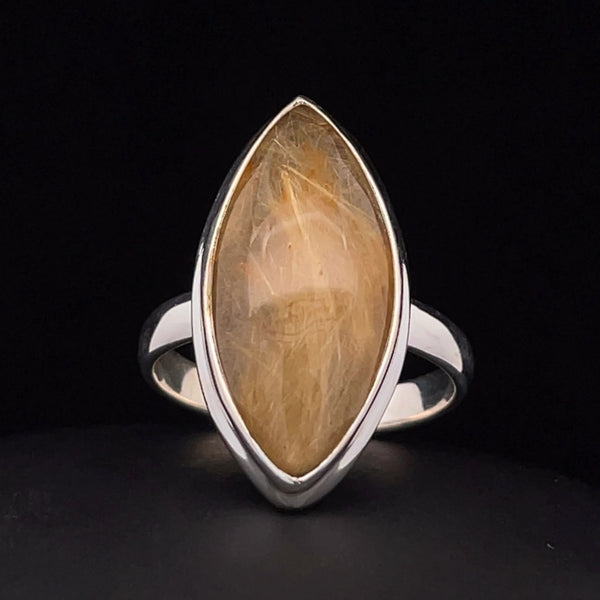 Sterling Silver Rutilated Quartz Ring Size 10