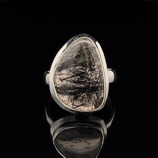 Sterling Silver Tourmalated Quartz Ring Size 7