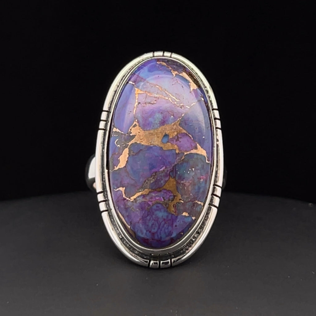 Sterling Silver Copper Purple Turquoise Ring Size 7