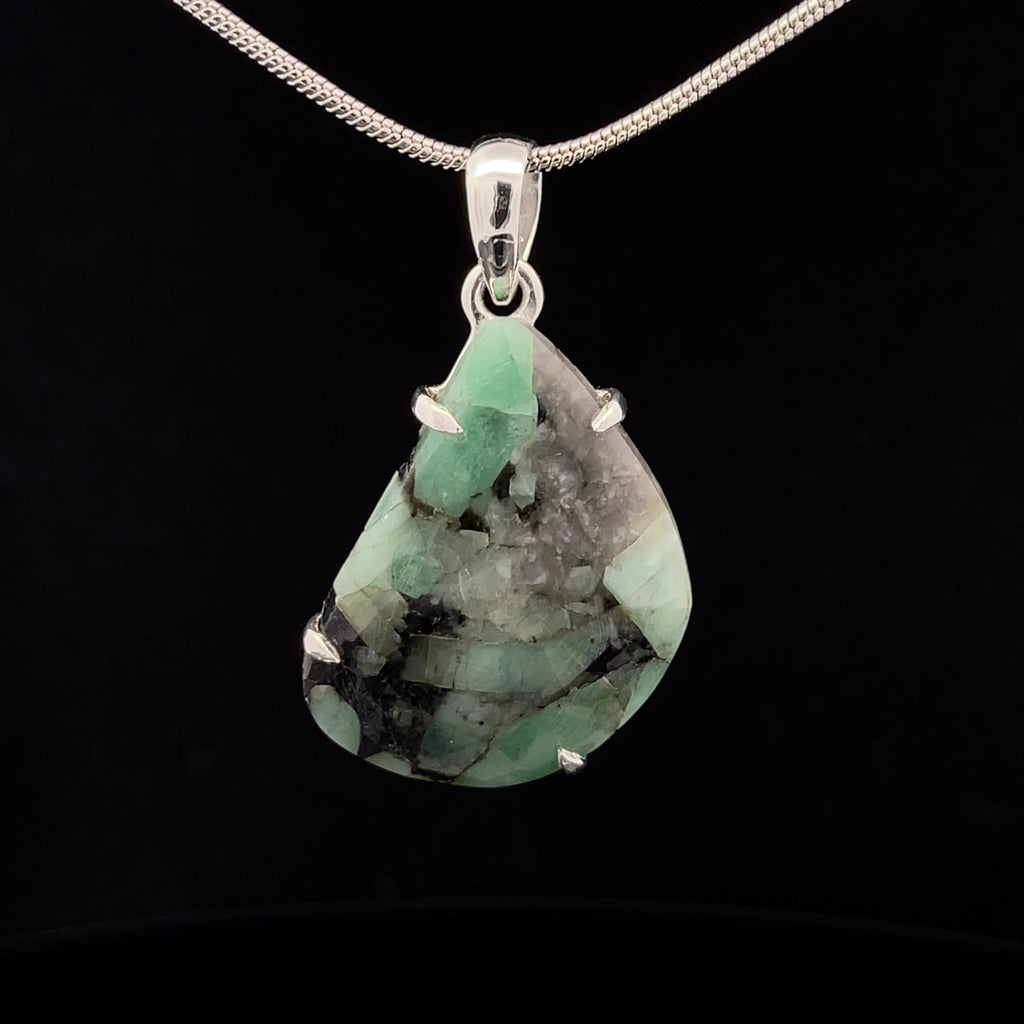 Sterling Silver Faceted Emerald Pendant