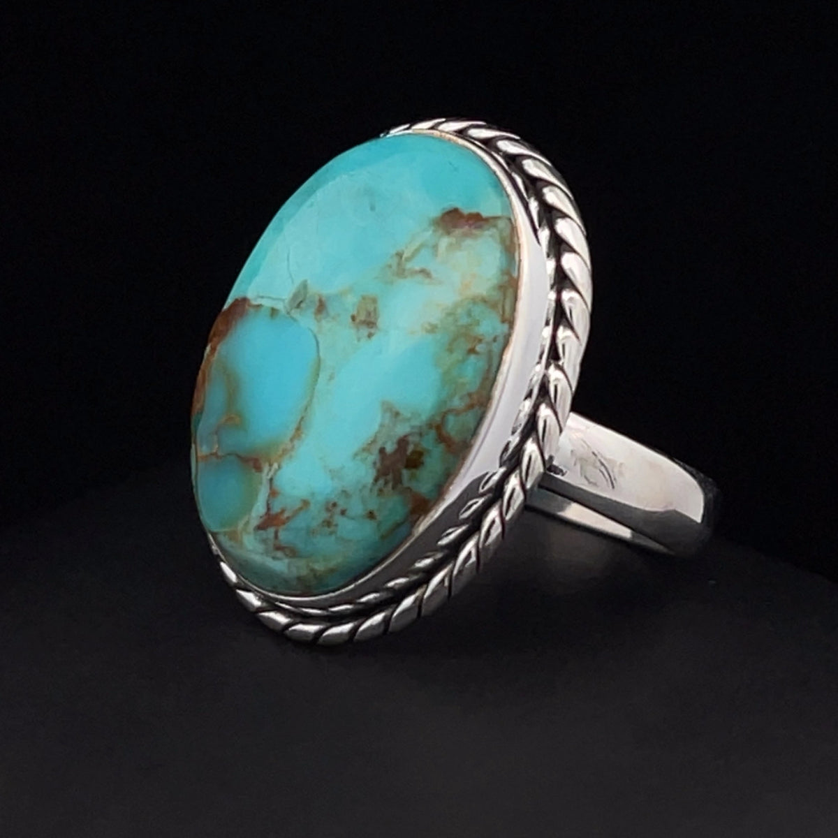 Sterling Silver Kingman Turquoise Ring Size 8