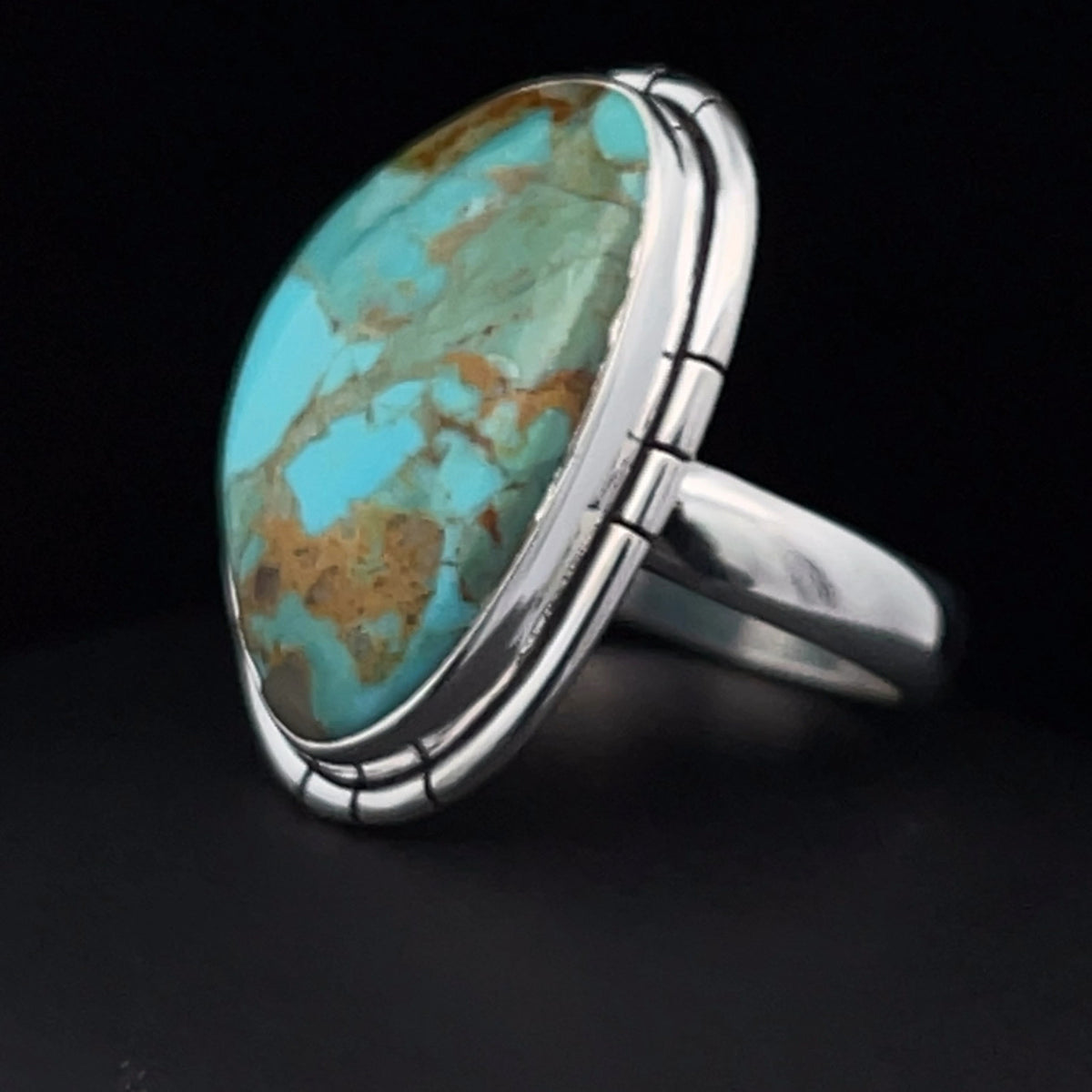Sterling Silver Kingman Turquoise Ring Size 8