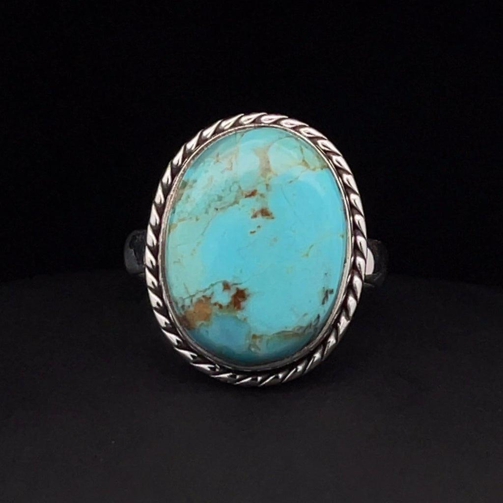 Sterling Silver Kingman Turquoise Ring Size 8