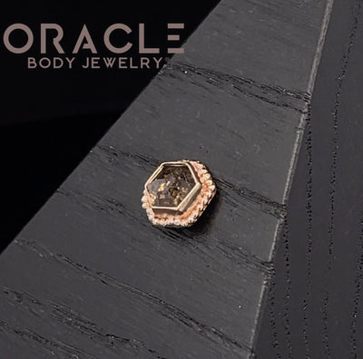 14k Rose Cut Salt and Pepper Diamond Threadless End