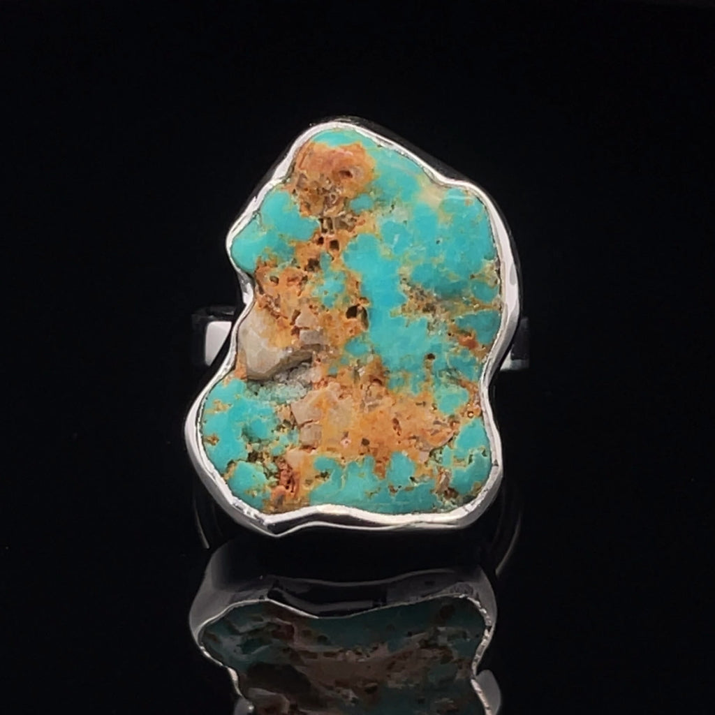 Sterling Silver Raw Turquoise Ring Size 7