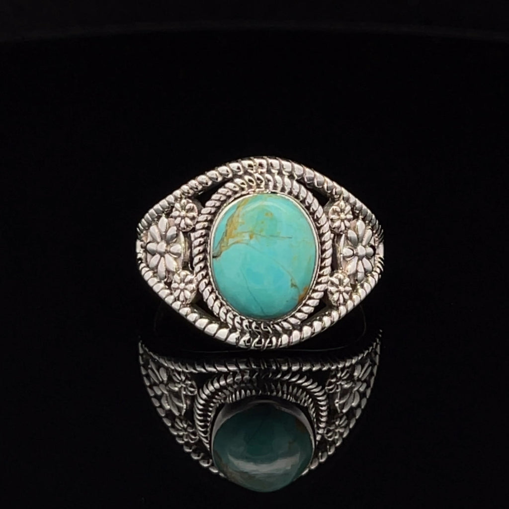 Sterling Silver Kingman Turquoise Ring Size 9.5