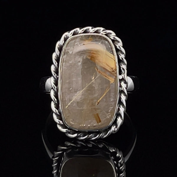 Sterling Silver Rutilated Quartz Ring Size 7