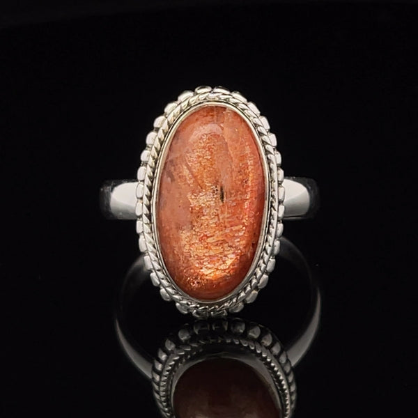 Sterling Silver Sunstone Ring Size 9