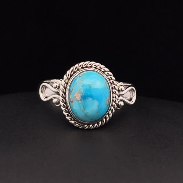 Sterling Silver Kingman Turquoise Ring Size 8