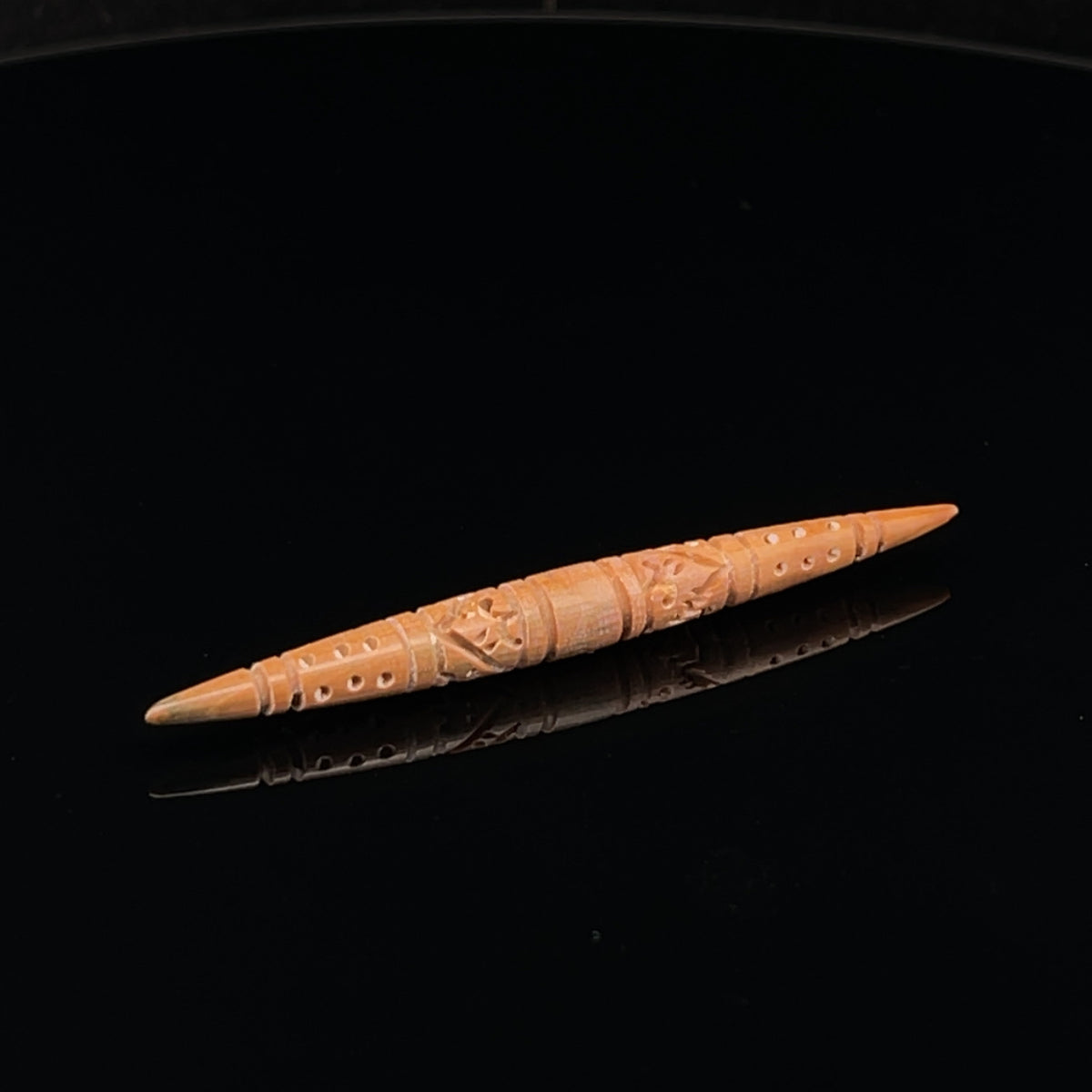 4g Fossilized Mammoth Carved Septum Spike