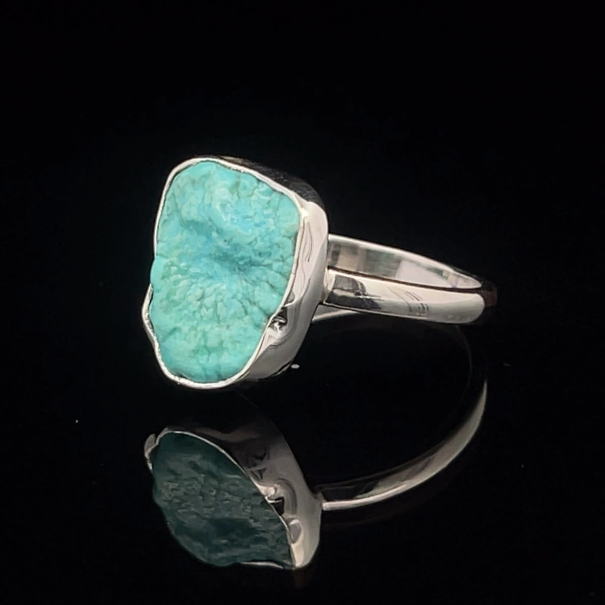Sterling Silver Raw Turquoise Ring Size 7