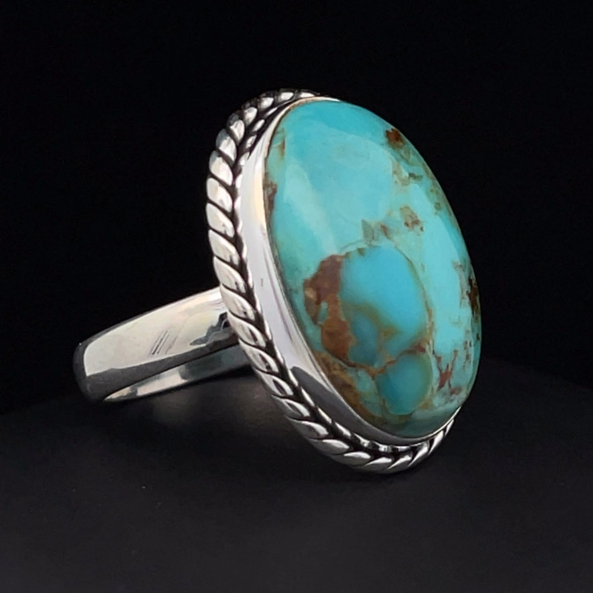 Sterling Silver Kingman Turquoise Ring Size 8