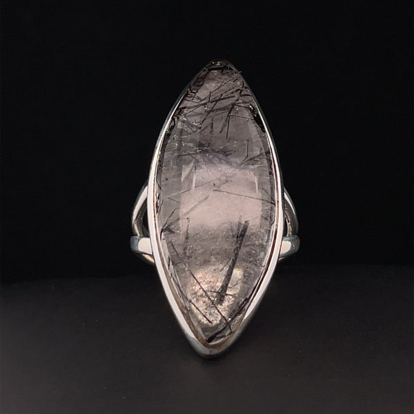 Sterling Silver Tourmalated Quartz Ring Size 7