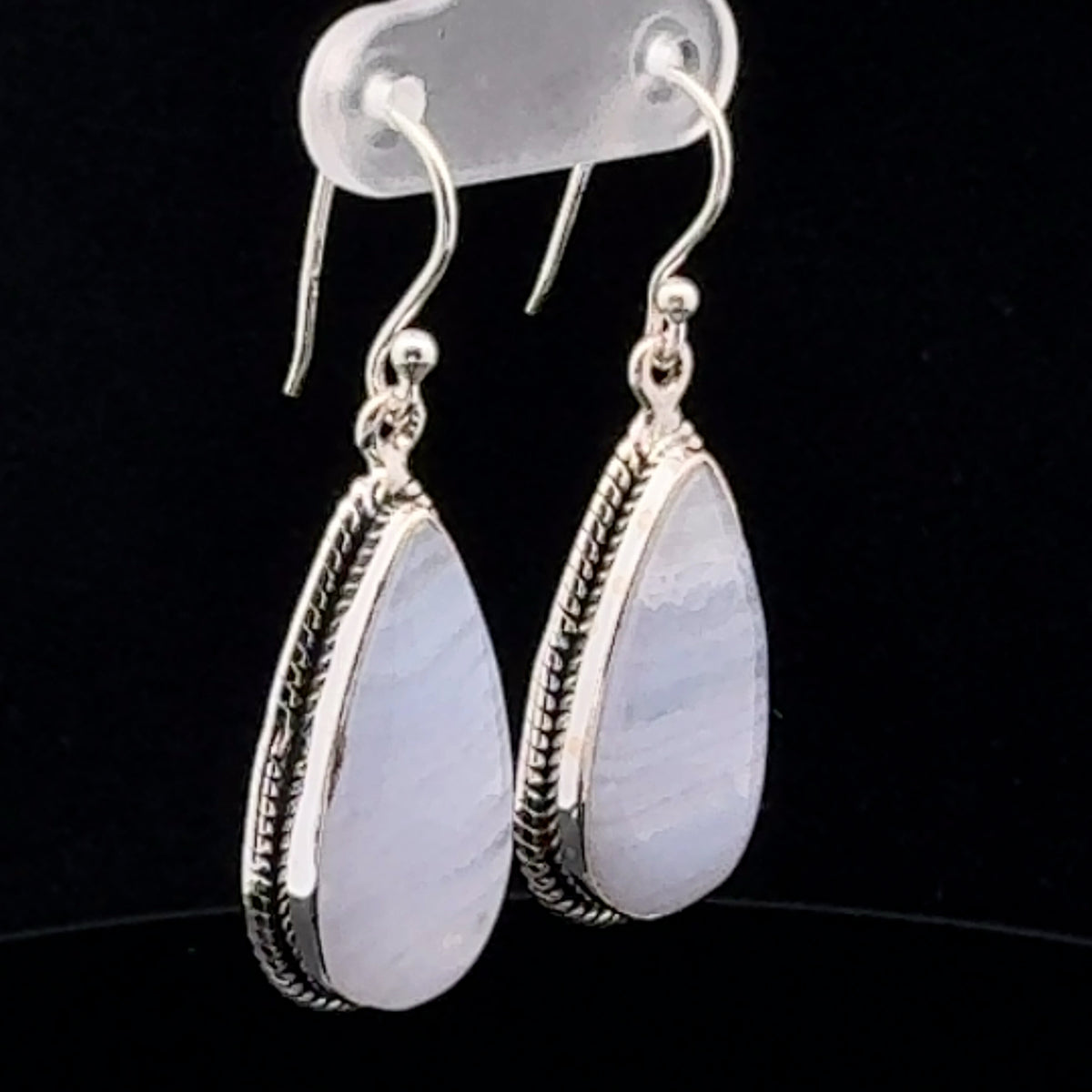 Sterling Silver Blue Lace Agate Earrings