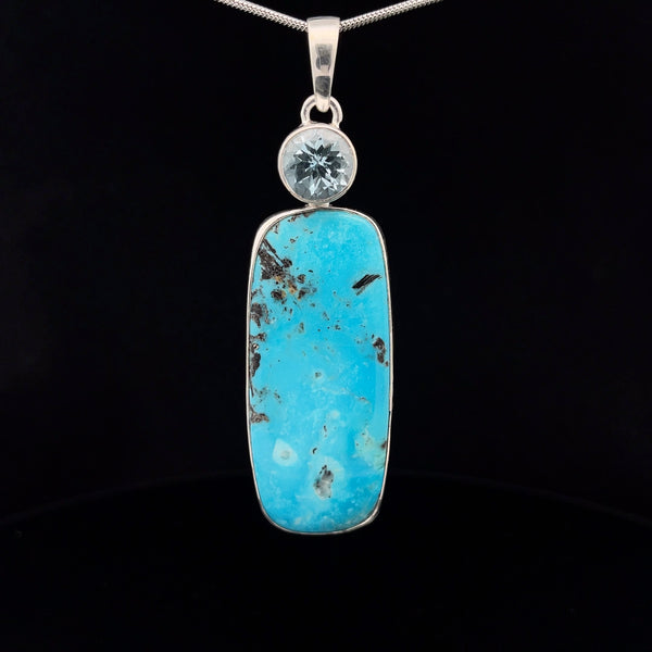 Sterling Silver Raw Kingman Turquoise and Topaz Pendant