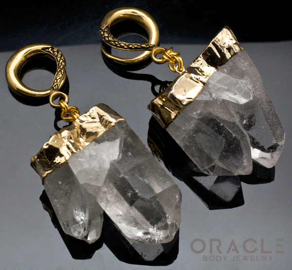 Crossover With Gold Plated Natural Quartz Clusters