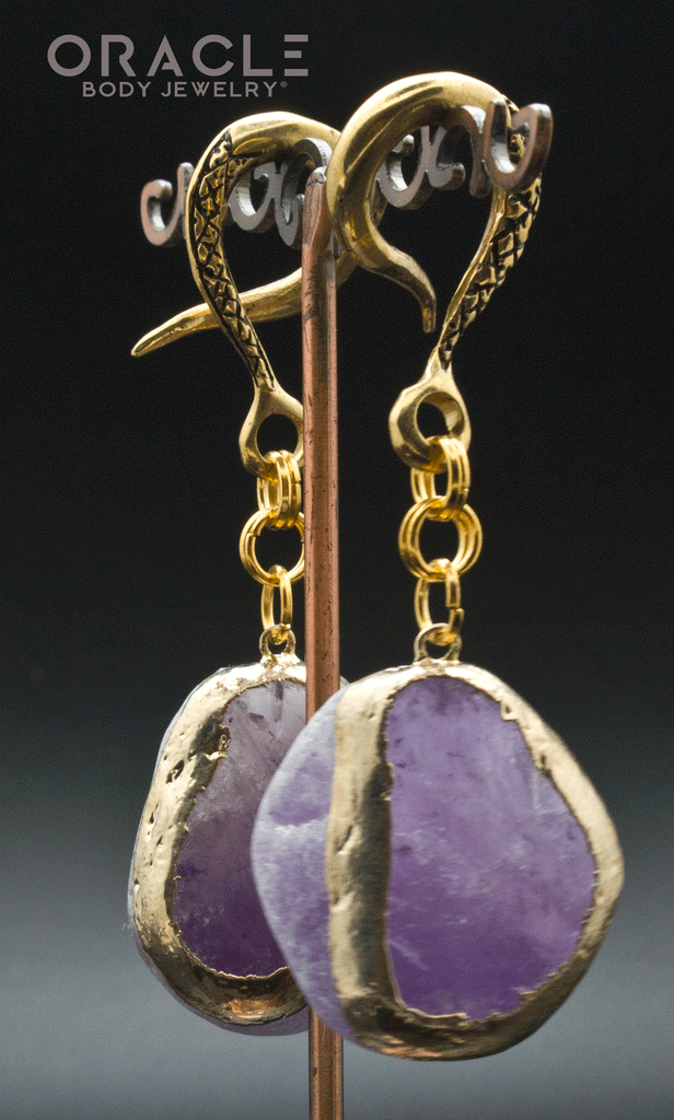 Crossover With Gold Plated Window Polished Amethyst