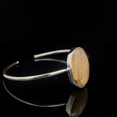 Sterling Silver Cuff Bracelet with Rutilated Quartz