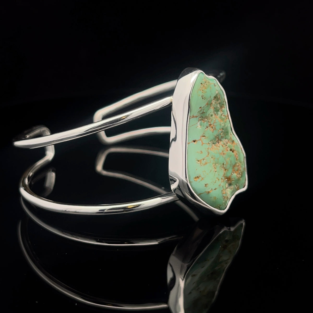 Sterling Silver Raw Turquoise Cuff Bracelet