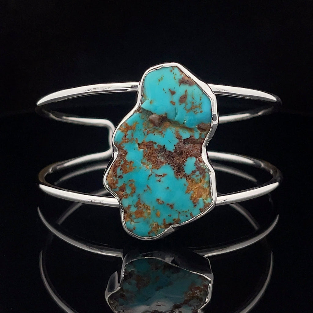 Sterling Silver Raw Turquoise Cuff Bracelet