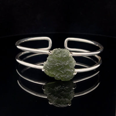 Sterling Silver Moldavite Cuff Bracelet