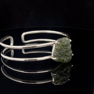 Sterling Silver Moldavite Cuff Bracelet