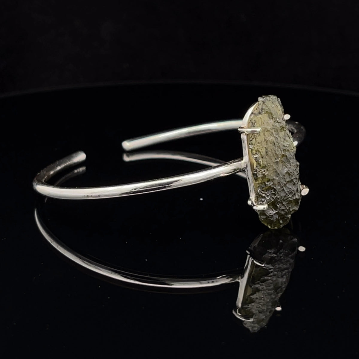 Sterling Silver Moldavite Cuff Bracelet