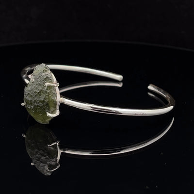 Sterling Silver Moldavite Cuff Bracelet