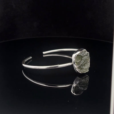 Sterling Silver Moldavite Cuff Bracelet