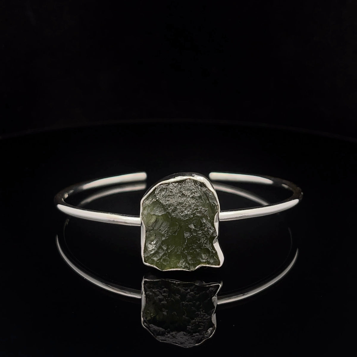 Sterling Silver Moldavite Cuff Bracelet