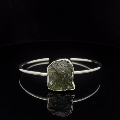 Sterling Silver Moldavite Cuff Bracelet